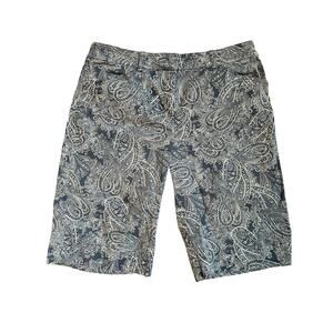 Jones New York Paisley Knee Length Bermuda Shorts Blue & White Size 10